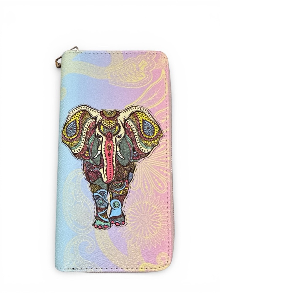 Colorful Elephant Print Women's Wallet NWT
